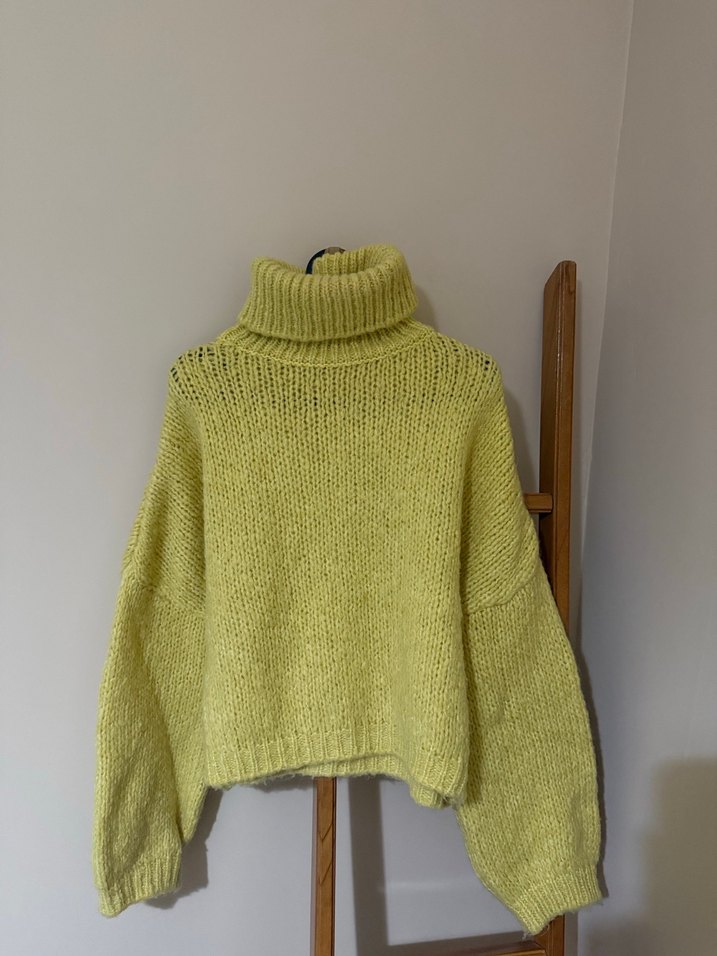 Sarı Boğazlı Örgü Kadın Kazak - Görsel 2