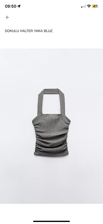 Zara dokulu halter yaka bluz