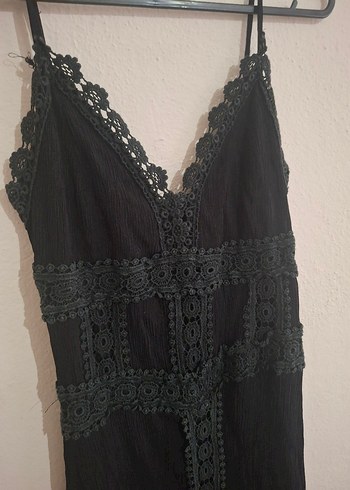 Siyah Dantelli Uzun Gotik Elbise - Görsel 3