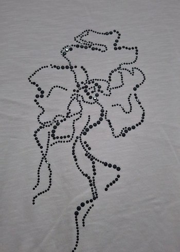 Kadın Beyaz Taşlı Kısa Kollu Basic Tişört - Görsel 3