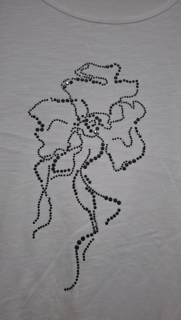 Kadın Beyaz Taşlı Kısa Kollu Basic Tişört - Görsel 3