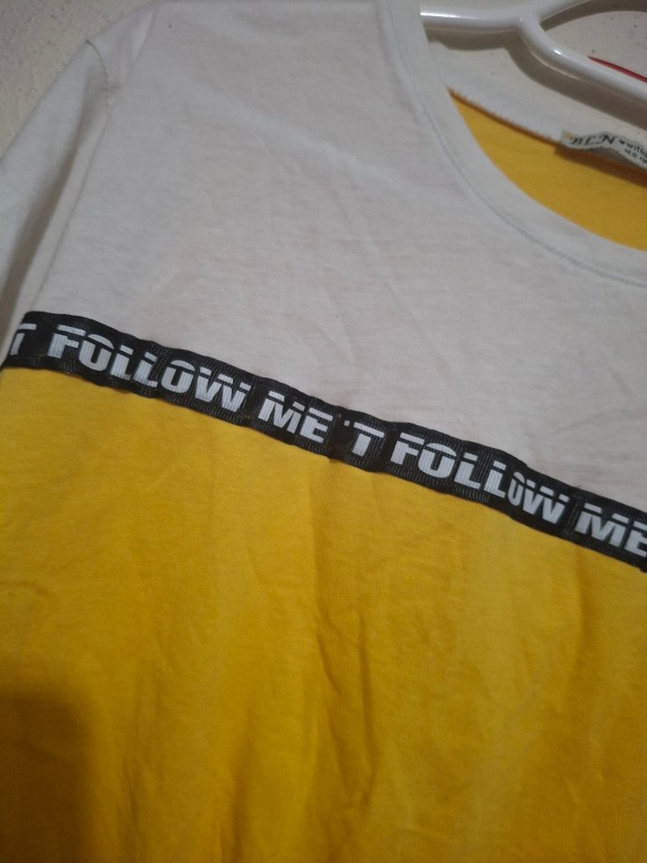 Sarı Beyaz Kadın Kısa Kollu Tişört - Görsel 3