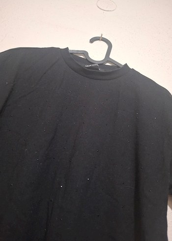 Siyah Kısa Kollu Taşlı Tişört - Görsel 2