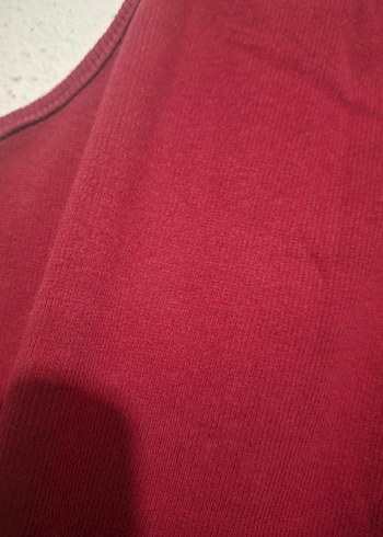 Bordo İnce Askılı fitilli likralı Mini Elbise - Görsel 2