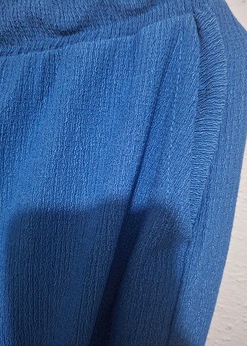 Kadın Mavi Bürümcük Salaş Pantolon - Görsel 2