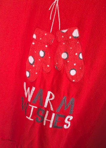 Diğer Kırmızı Uzun Kollu Polar kumaş pijama üst