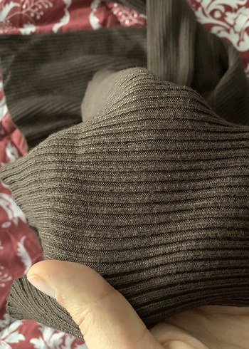 Acı kahve Uzun Kollu Straplez Triko Elbise - Görsel 3