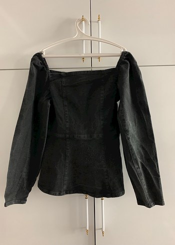 Zincirli  Siyah Midi Denim Kadın Ceket - Görsel 3