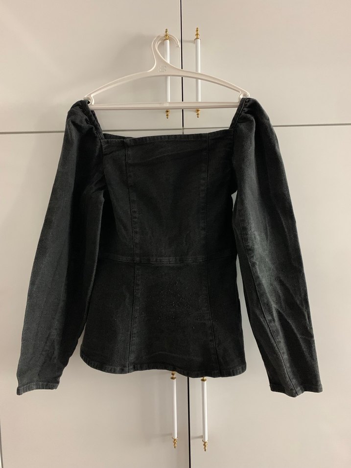 Zincirli  Siyah Midi Denim Kadın Ceket - Görsel 3