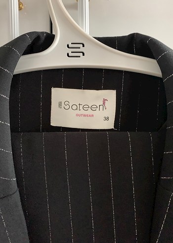 Kadın Siyah Çizgili Kuşaklı Blazer Takım - Görsel 5