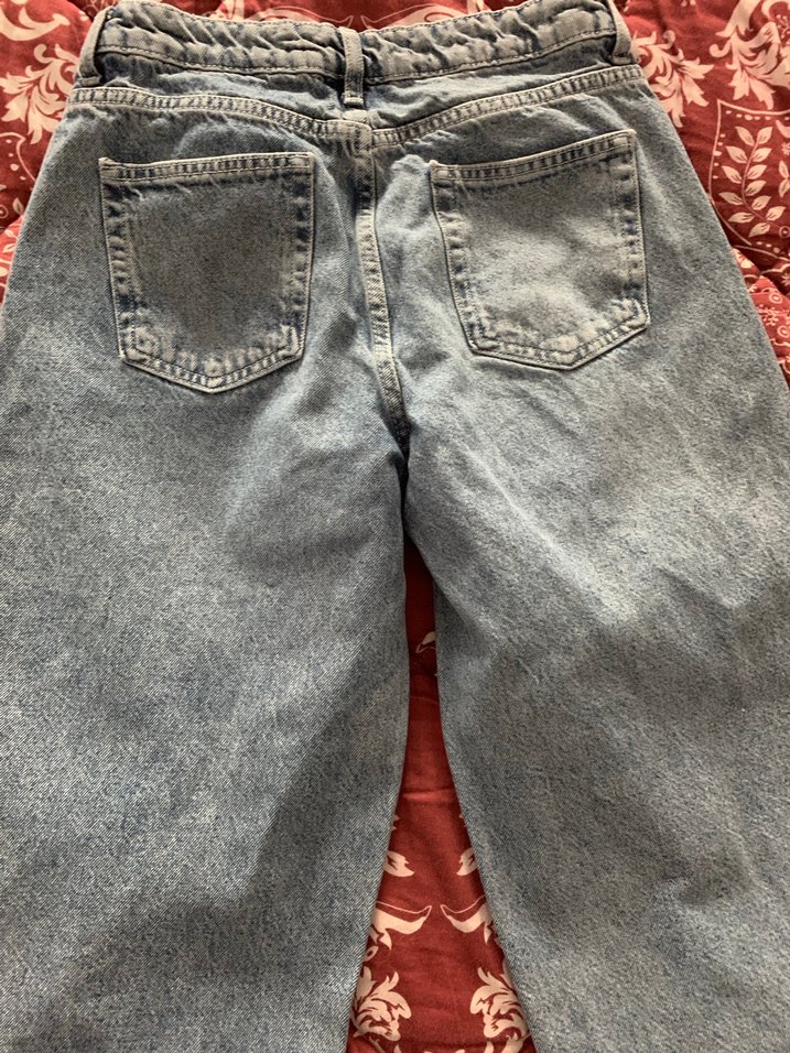 Gri Bağlama Desenli Rahat Kesim Midi Kot Pantolon - Görsel 3