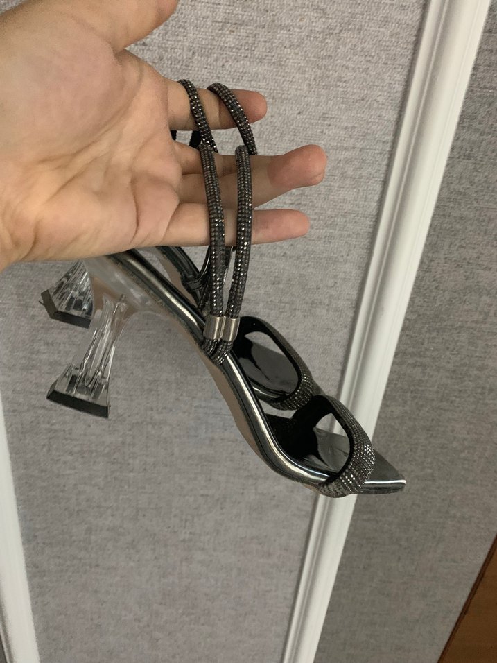 Gri Yılan Desenli Stiletto Topuklu Kadın Ayakkabı - Görsel 2