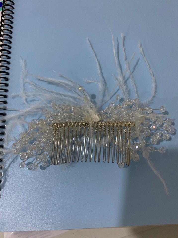 Boncuklu Beyaz Bohem Saç Tokası - Görsel 3