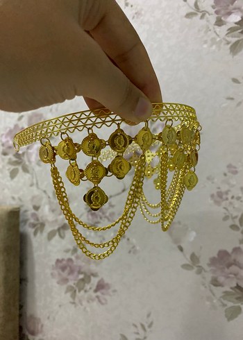 Altın Renkli Zincir Detaylı Kadın tacı - Görsel 2