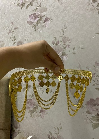 Altın Renkli Zincir Detaylı Kadın tacı - Görsel 4