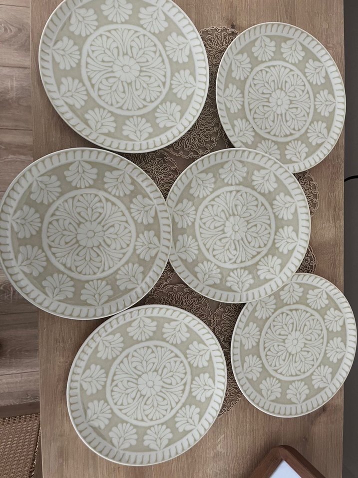 Nakışlı Bohem Gri Bej Tabak 6lı Madame coco - Görsel 3