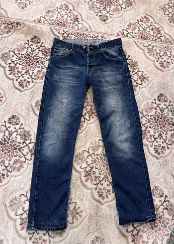 Erkek Lacivert Düğmeli Salaş Kot Pantolon - Görsel 3