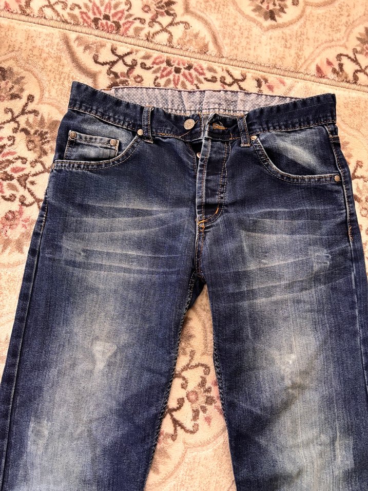 Erkek Lacivert Düğmeli Salaş Kot Pantolon - Görsel 2