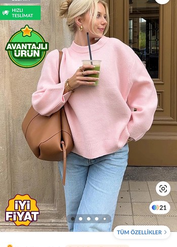 Madmex Pinterest Pembe  Kadın Triko Sweatshirt - Görsel 5