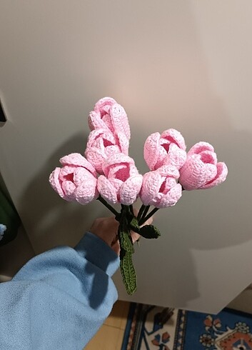 Beden çeşitli Renk Örgü Lale Buketi