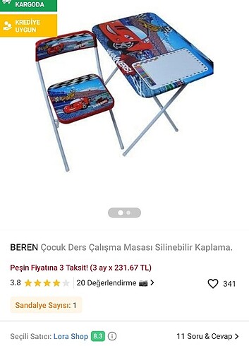 Çocuk çalışma ve aktivite masa seti