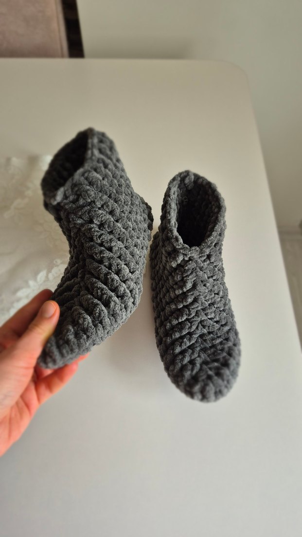 Gri Erkek Örgü Bot - Görsel 2