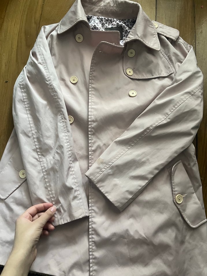 pudra rengi kadın trenckot - Görsel 3