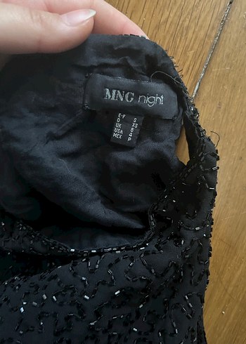 mango boncuk İşlemeli parıltılı Siyah Midi Abiye Elbise - Görsel 2