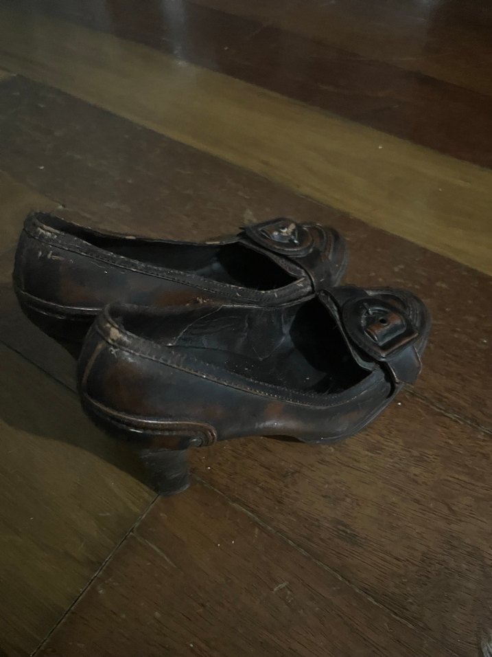 Kahverengi Deri vintage topuklu ayakkabı - Görsel 2