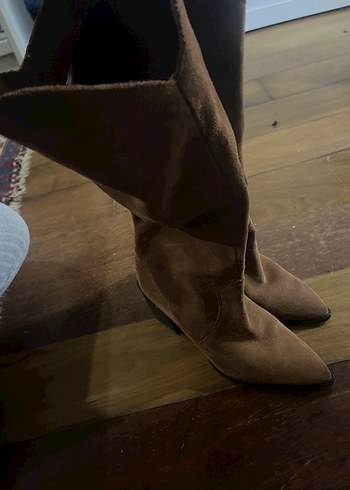 Kahverengi Süet Kadın Dizüstü Bot - Görsel 3