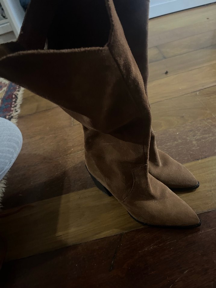 Kahverengi Süet Kadın Dizüstü Bot - Görsel 3