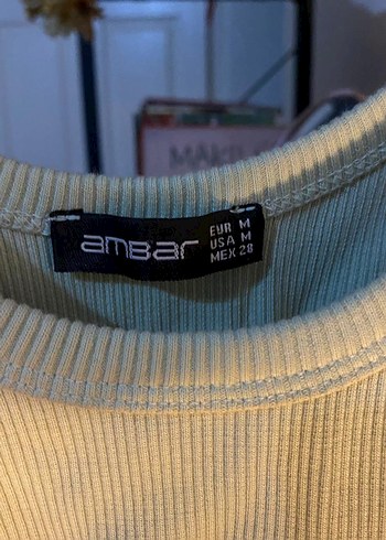 m Beden Sarı Yüksek Yaka Crop Top