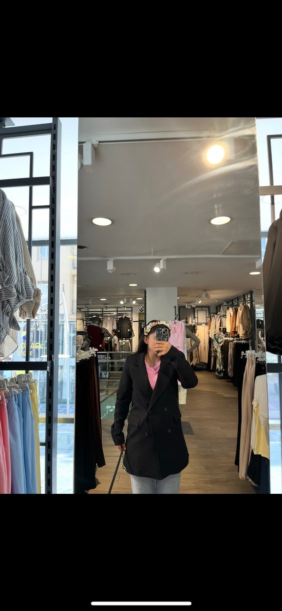 Kadın Siyah Düğmeli Ceket - Görsel 5