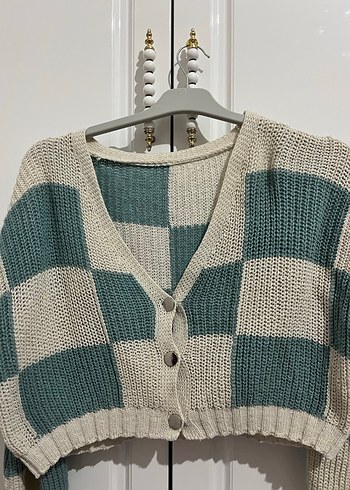 Düğmeli Yeşil Kadın Hırka - Görsel 5