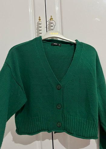 Düğmeli Yeşil Kadın Hırka - Görsel 3