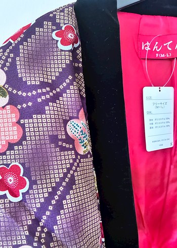 Koyu Mor Bohem Japon Kimono - Görsel 3