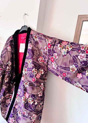 Koyu Mor Bohem Japon Kimono - Görsel 4