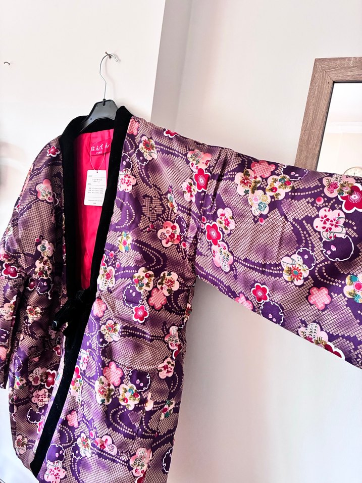 Koyu Mor Bohem Japon Kimono - Görsel 4