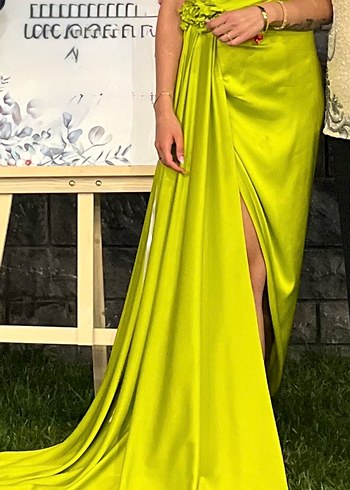 AlfaBeta Yeşil Saten Abiye Elbise - Görsel 3