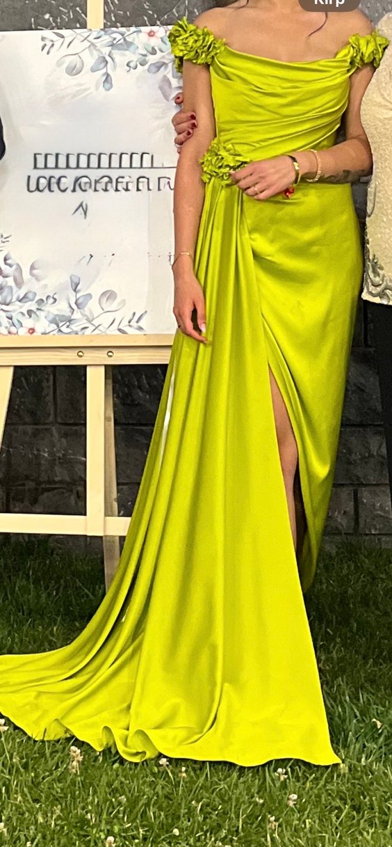 AlfaBeta Yeşil Saten Abiye Elbise - Görsel 3