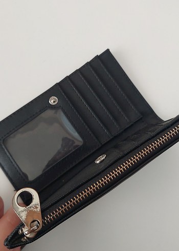 Deri Siyah Kadın Cüzdan Fermuarlı - Görsel 2