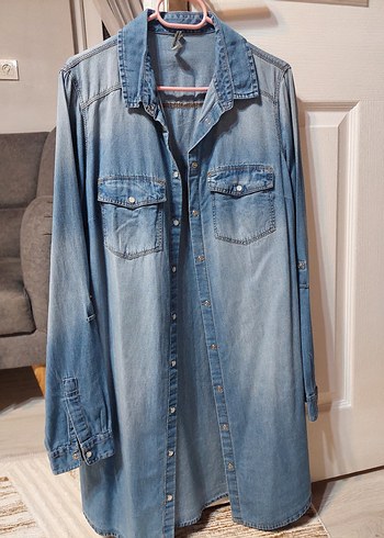 Mavi Denim Düğmeli Kadın Gömlek - Görsel 2