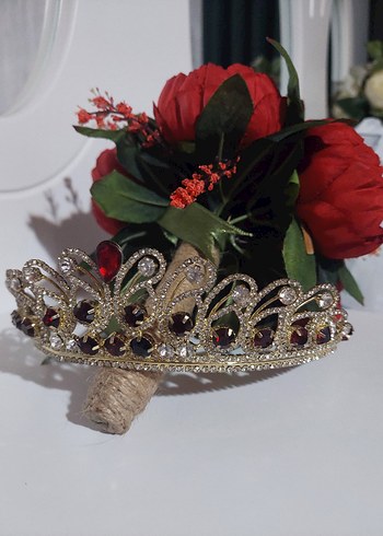 Bordo Parıltılı Kristal Taç - Görsel 2