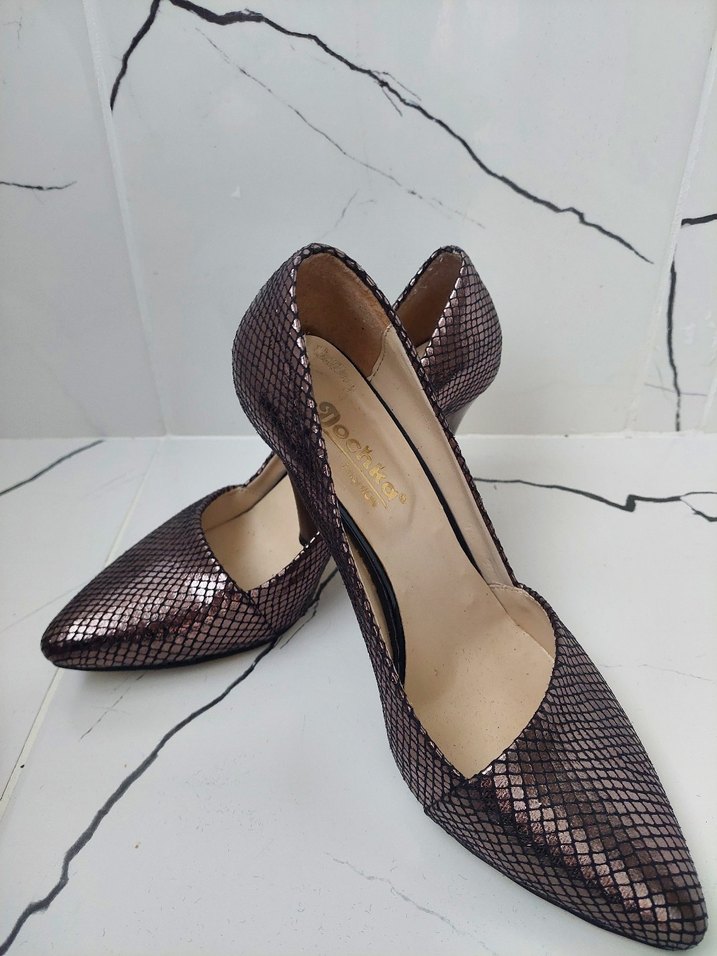 Kahverengi Yılan Derisi Desenli Stiletto - Görsel 2