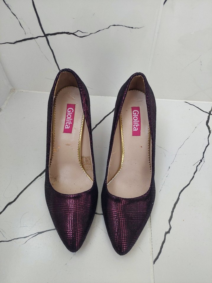 Mor Yılan Desenli Topuklu Stiletto - Görsel 2