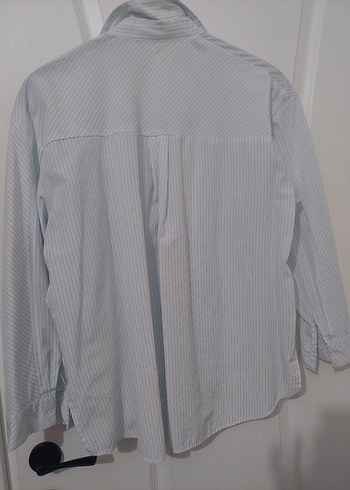 Düğmeli Beyaz Keten Kadın Gömlek - Görsel 3