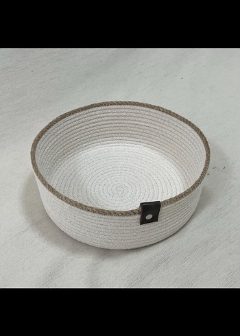 Kahverengi Detaylı Bohem Beyaz Sepet - Görsel 2