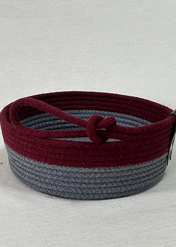 Bordo ve Gri Çift Renkli Bohem Saklama Sepeti - Görsel 2