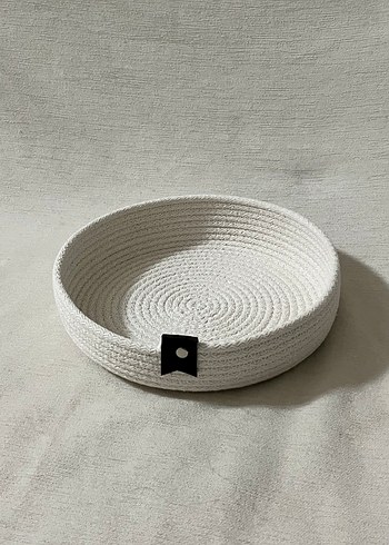 Beyaz Yuvarlak Bohem Dekoratif Sepet - Görsel 3