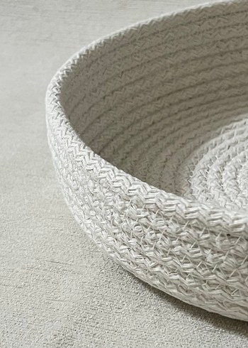 Beyaz Yuvarlak Bohem Dekoratif Sepet - Görsel 2